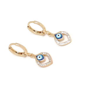 Teardrop Evil-Eye Protection Necklace & Earring Set, Blue, Gold Plating