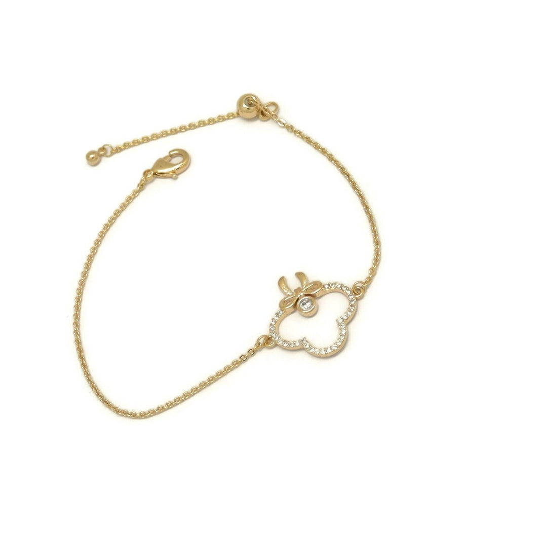 Tie Knot Club Chain Bracelet, White, Gold Plating