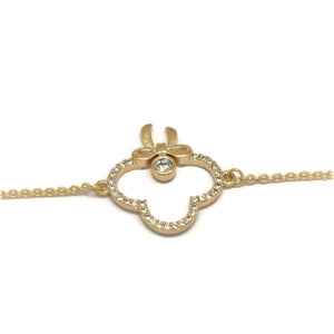Tie Knot Club Chain Bracelet, White, Gold Plating