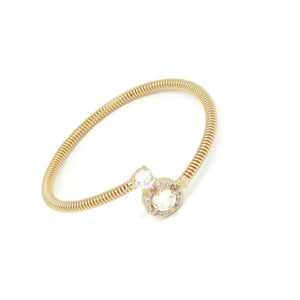 Polo Crystal Cuff Bracelet, White, Gold Plating
