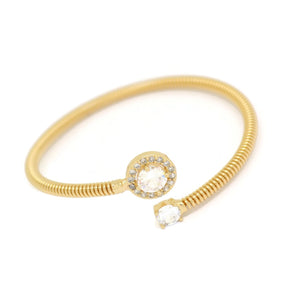 Polo Crystal Cuff Bracelet, White, Gold Plating