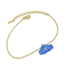 Cloud Chain Bracelet, Blue, Gold Plating