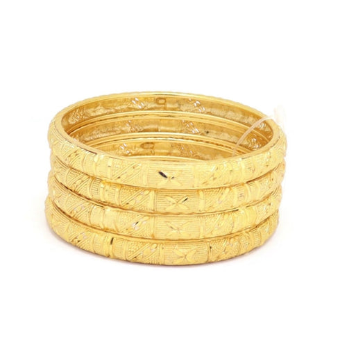 Butterfly Four-Piece Bangle Bracelet, Yellow, Gold Plating