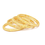 Heart Net Four-Piece Bangle Bracelet, White, Gold Plating