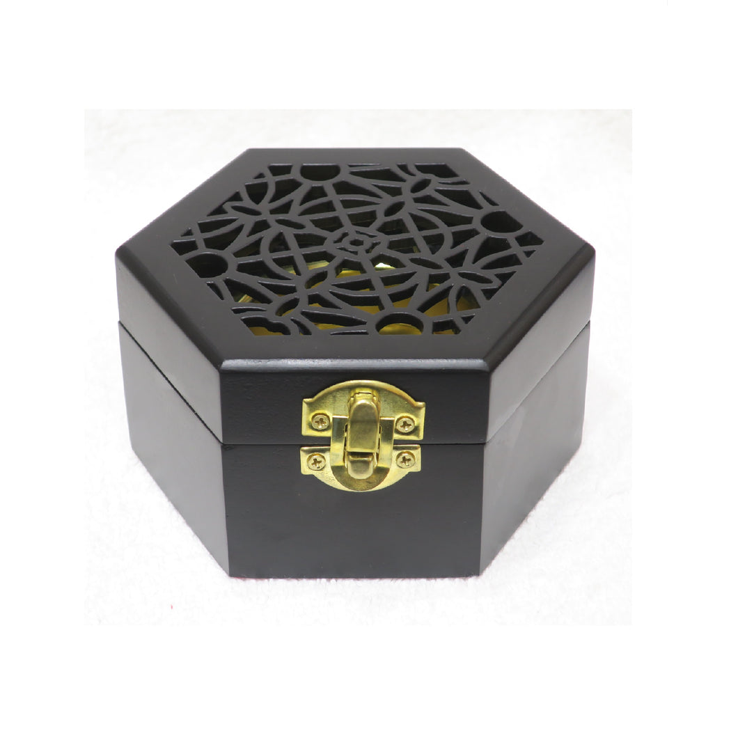 Hexagon shape wooden Incense Burner - Jawaherat
