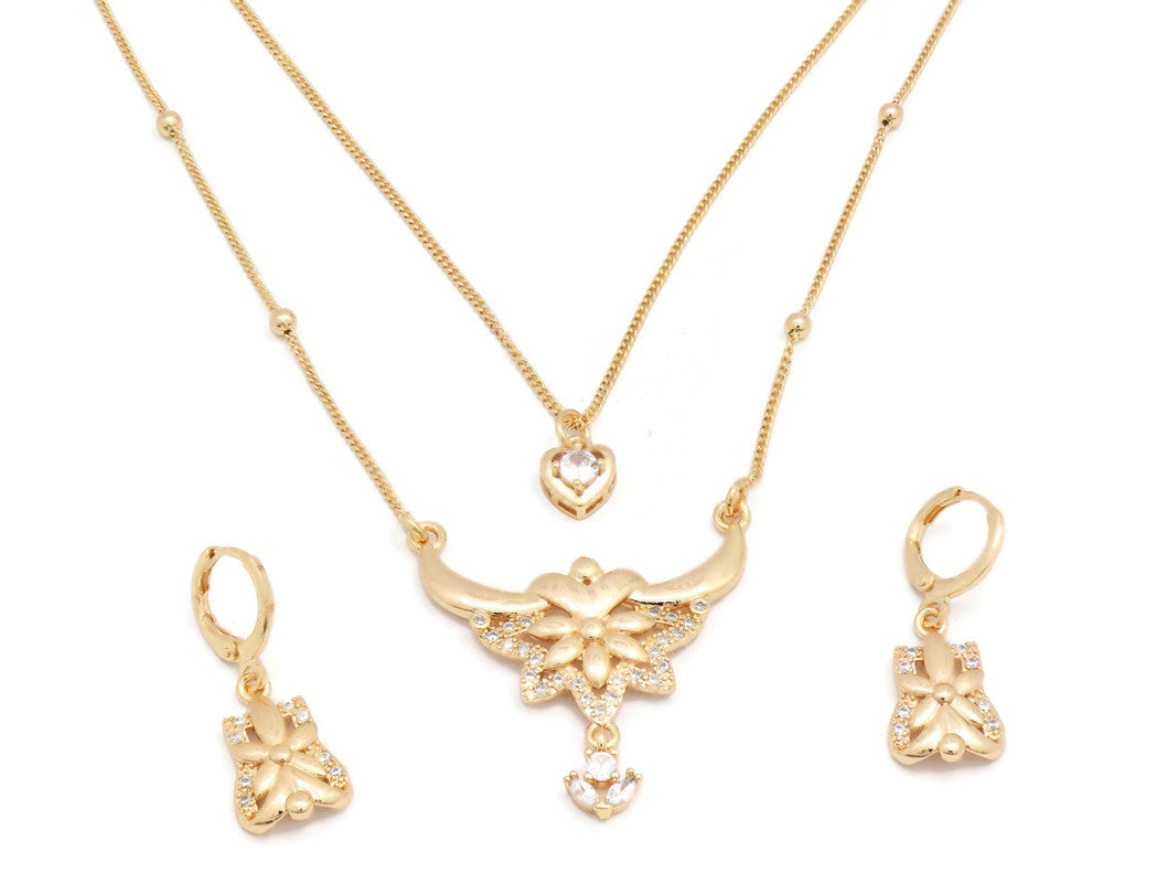 Exquisite designed Laser printed zirconia studded pendant necklace set