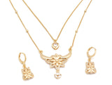 Exquisite designed Laser printed zirconia studded pendant necklace set