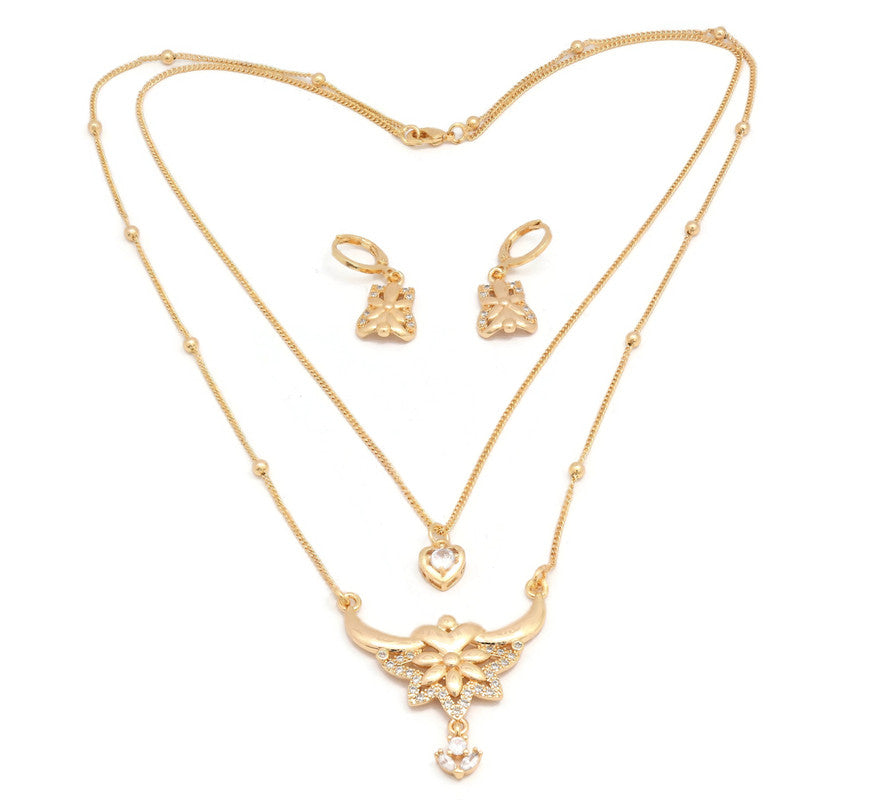 Exquisite designed Laser printed zirconia studded pendant necklace set