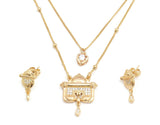 Laser printed zirconia studded temple designed pendant necklace set