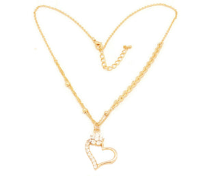 The Classic Hollow heart locket studded with cubic zirconia stone on one side of the heart and the other side with plated  in 18kt copper based metal, perfect gift for her-Fc Beauty