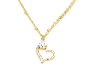 Zirconia studded Hollow heart pendant necklace