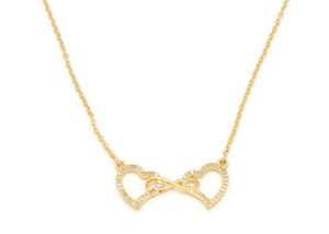 Zirconia studded Bonding heart Pendant necklace
