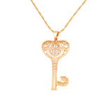 The Classic Love key locket studded with cubic zirconia stone locket plated  in 18kt copper based metal, perfect gift for her-Fc Beauty