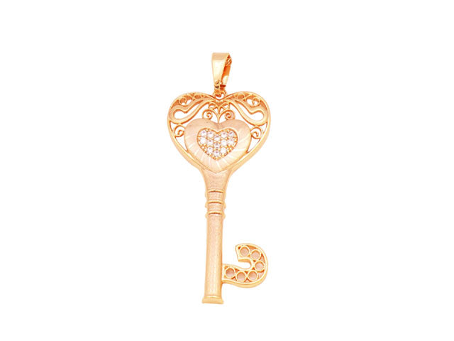 Laser printed Classic Love key locket with zirconia studdings
