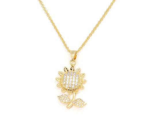 Zirconia studded Flower Pendant necklace