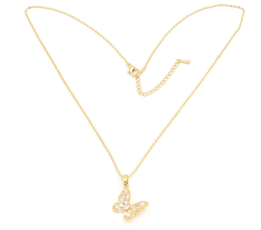 Zirconia Studded Butterfly Pendant necklace