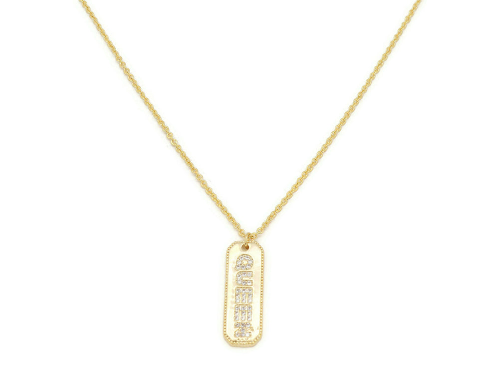 Queen engraved Pendant necklace studded with zirconia stones