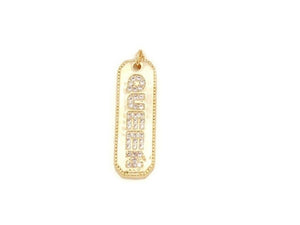 Queen engraved Pendant necklace studded with zirconia stones