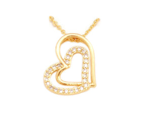 Zirconia studded Classic Heart in Heart Pendant Necklace