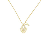 Zirconia studded Classic Heart lock pendant Necklace