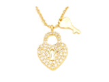 Zirconia studded Classic Heart lock pendant Necklace