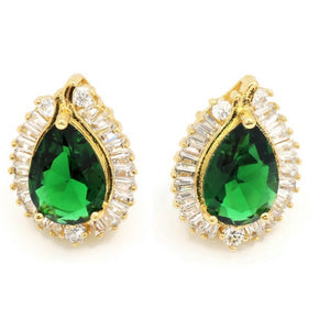 Emerald gemstone Pendant and Earring Set with Cubic stones