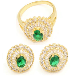 Women's Necklace Set with zircon and emerald stones