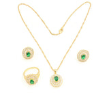 Women's Necklace Set with zircon and emerald stones