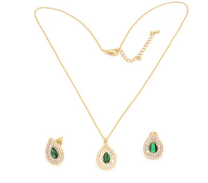 Gorgeous Emerald Pendant and Earring Set