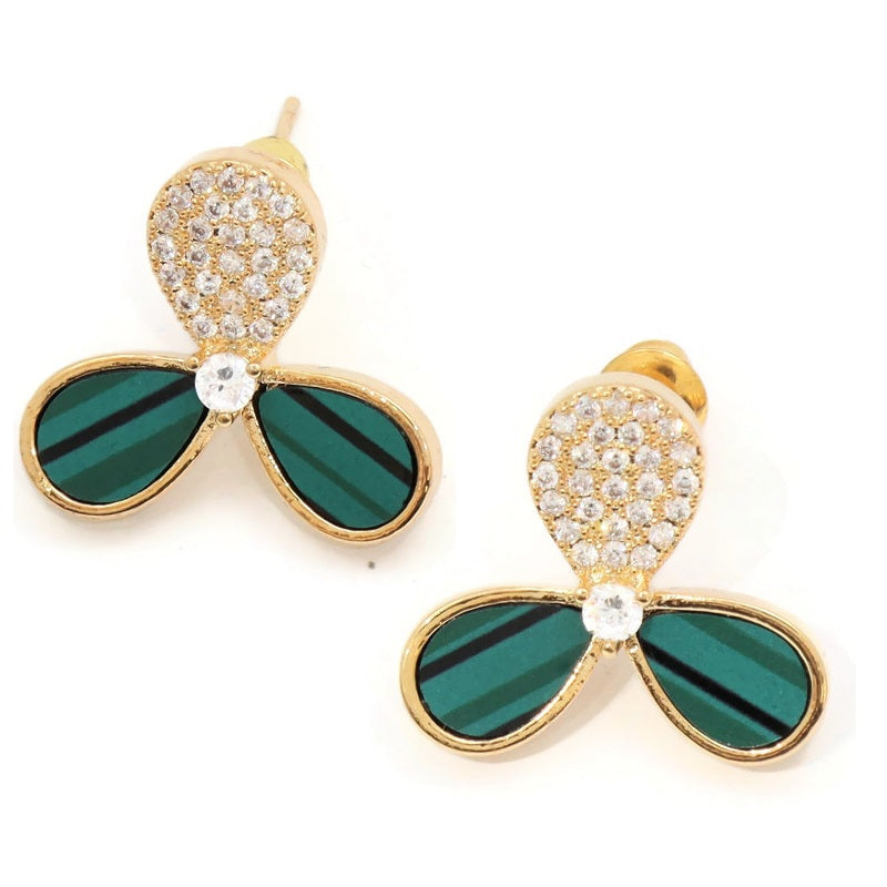 Shamrock pendant and earring set with Zircon stone