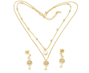 Zirconia Studded gold platted Mini key designed Pendant Necklace