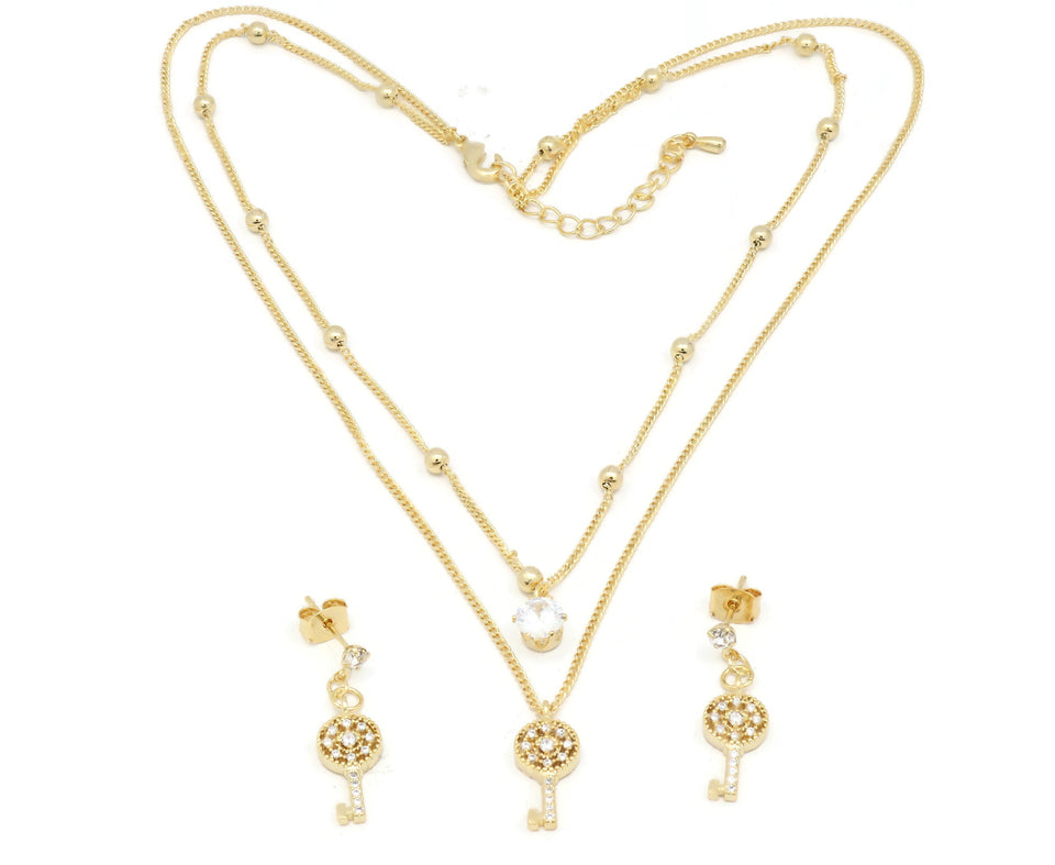 Zirconia Studded gold platted Mini key designed Pendant Necklace