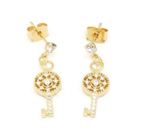 Zirconia Studded gold platted Mini key designed Pendant Necklace