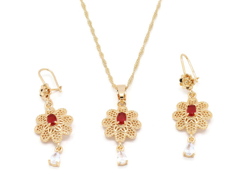 laser printed floral design pendant necklace