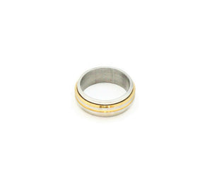 Two tone stainless steel with silver and gold colour men's ring