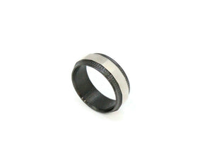 Two tone stainless steel with silver and black colour men's ring