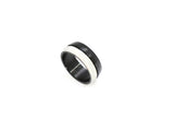 Two tone stainless steel with silver and black colour men's ring