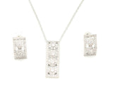 The Zircon Studded florence box Pendant with a beautful pair of earrings and rhodium plated adjustable chain with lobster clasps.