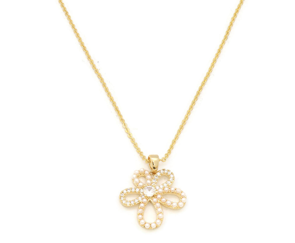 Zirconia Flower Pendant necklace with gold plating