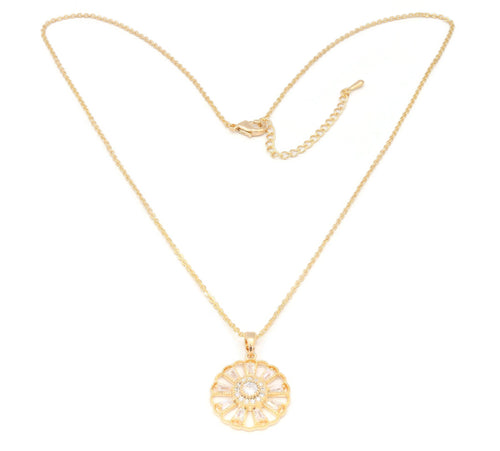 Zirconia studded Dahlia Flower Pendant Necklace
