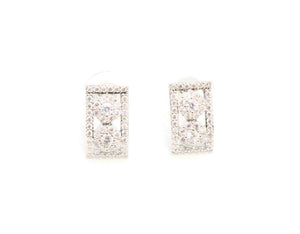 ZIRCONIA STUDDED Rhodium PLATED PENDANT AND EARRINGS SET