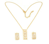 Zirconia Studded gold plated Pendant and earrings set