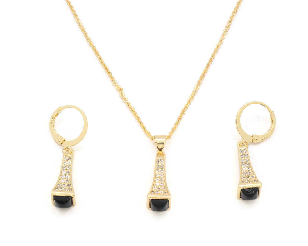 Zircon studded Black stone  pendant set