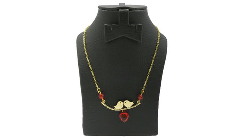 Birdie Locket Heart Red Ruby Pendant - Jawaherat
