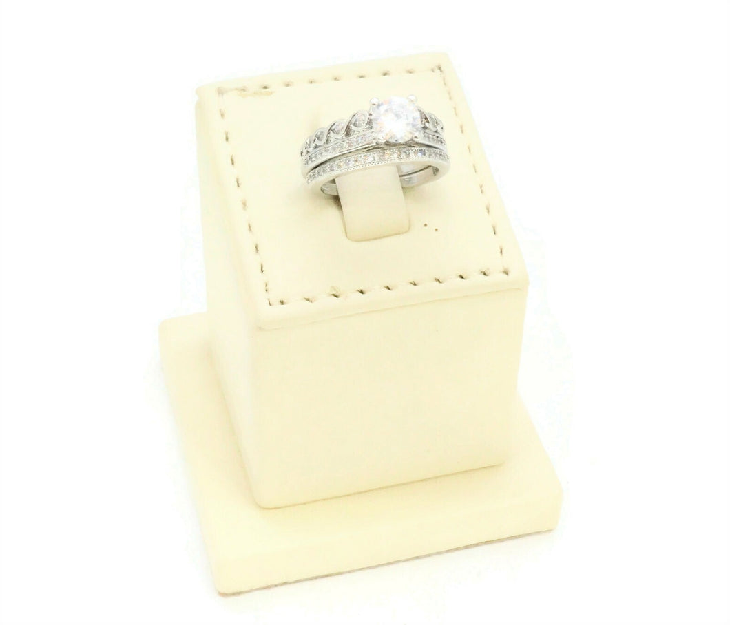 Zirconia studded rhodium plated wedding ring