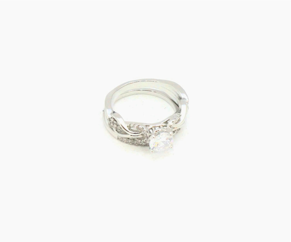Zirconia studded rhodium plated wedding ring