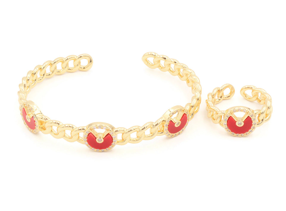 Chain design cuff bangle ring.