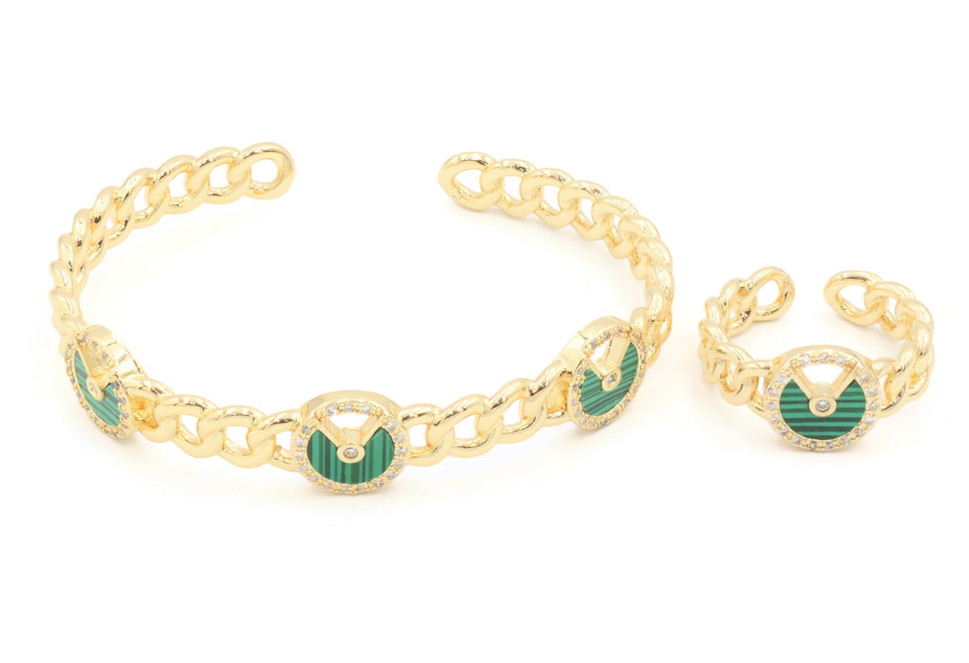 Chain design cuff bangle ring.