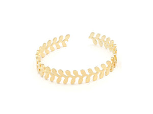Elegant Gold plated Leaf throne Cuff bangle and ring