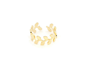 Elegant Gold plated Leaf throne Cuff bangle and ring